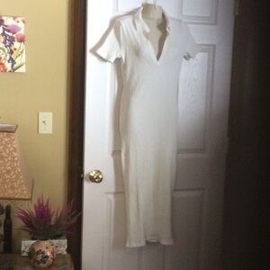 White Ribbed Midi Dress NWOT